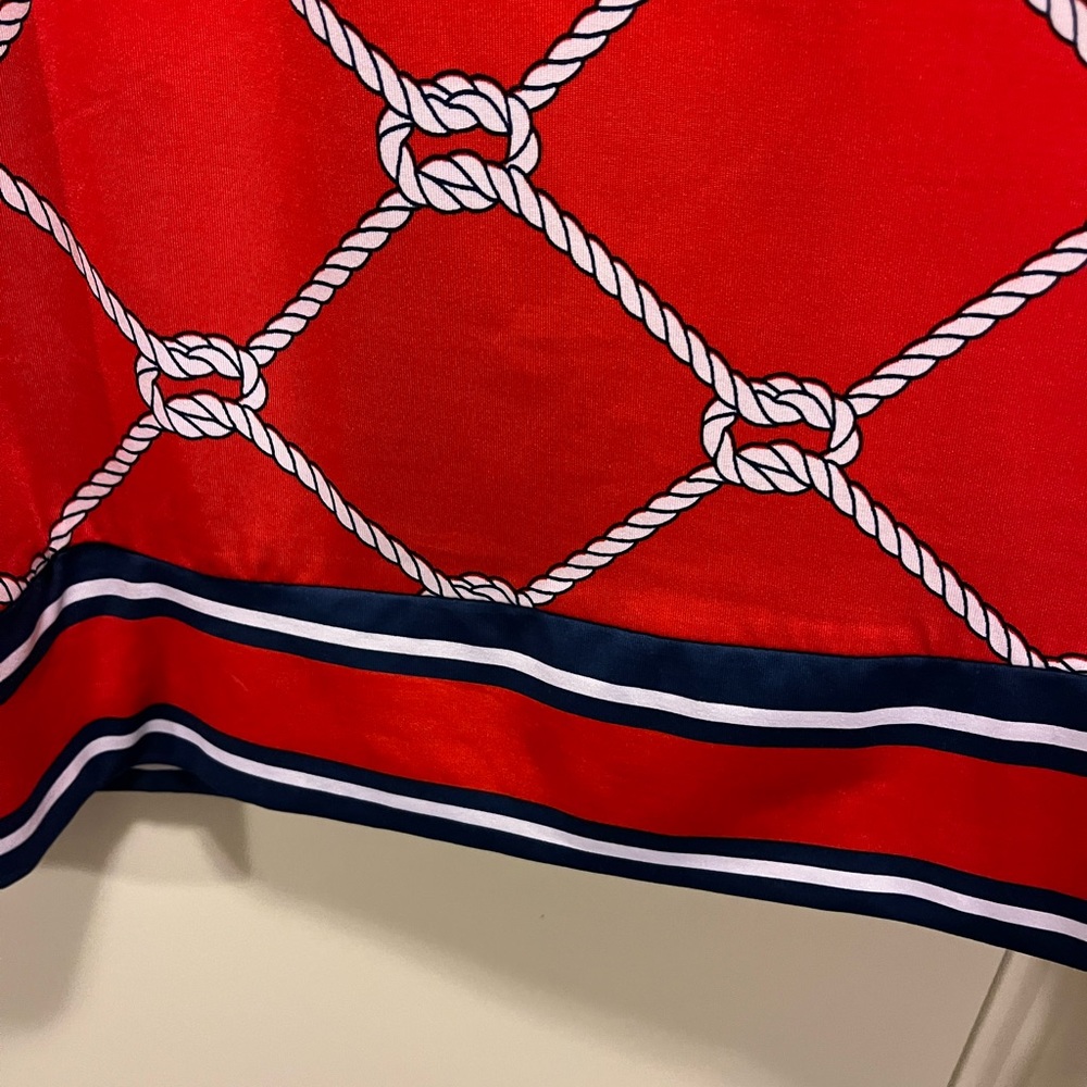 Mudpie Natalie Bow Mini Dress Womens Medium 8-10 Red Rope Print Nautical Casual - Picture 7 of 10